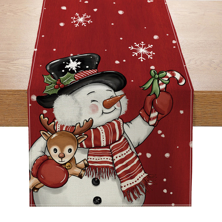 Festive Cotton-Linen Gingerbread Holiday Table Runner