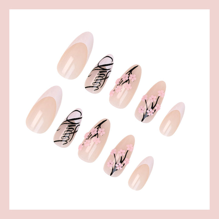 Artificial nails with delicate 3D flowers and elegant design Bowlift