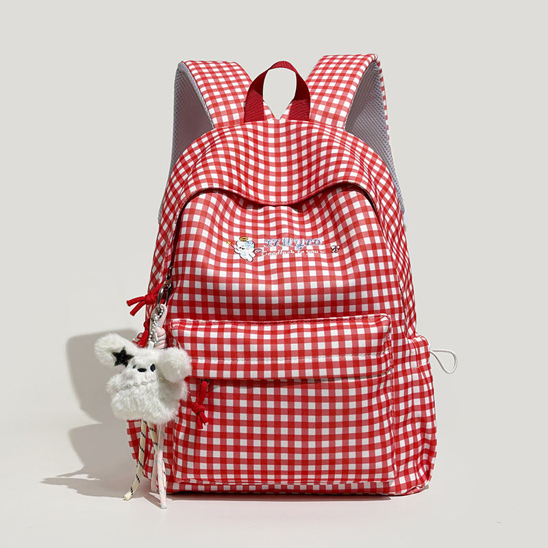 Cute Gingham Patterned Backpack Bowlift
