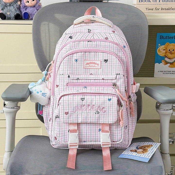Cute Heart-Embellished Casual Backpack Bowlift