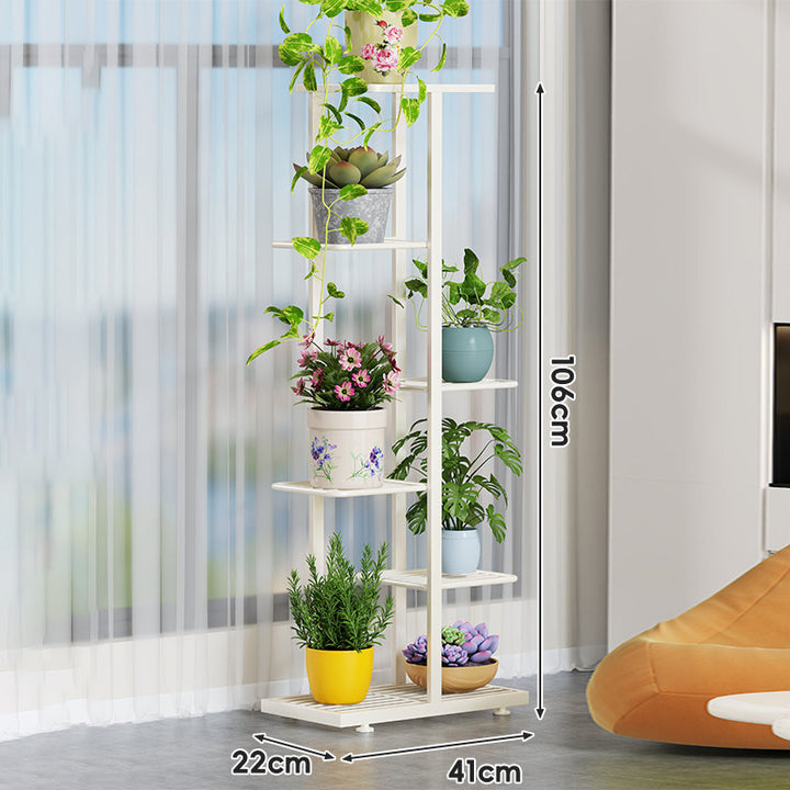 Indoor Multi-Tier Vertical Plant Stand with Slatted Base and Tiered Shelves