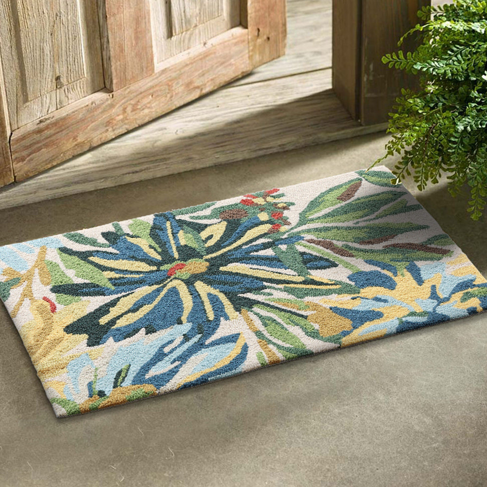 Floral bath mat made of absorbent cotton loop structure with non-slip underside Bowlift