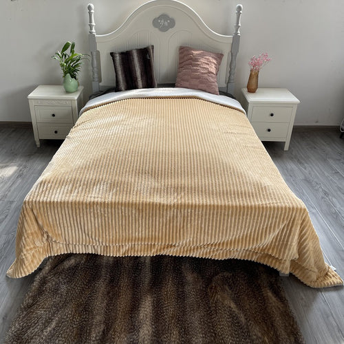 Luxurious Ribbed Velour Throw Blanket
