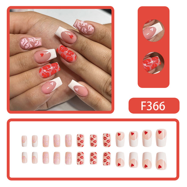 Artistic Heart-Themed Press-On Nails