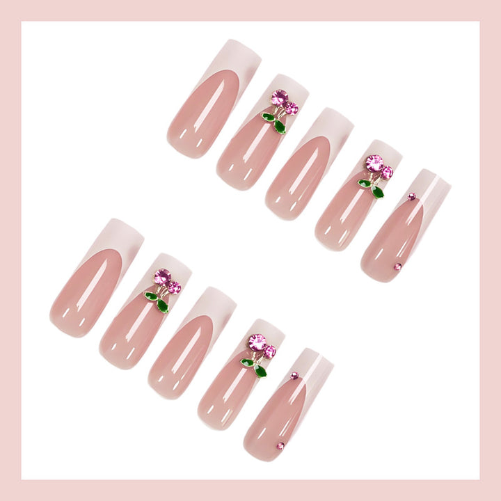Artificial nail set with floral decorations Bowlift