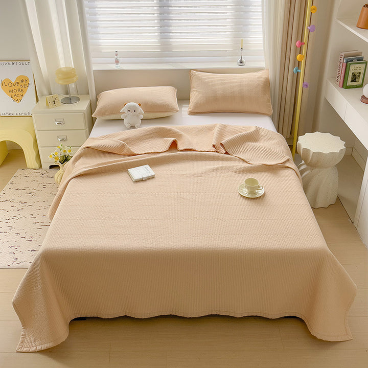Lightweight Textured Cotton Quilt Bedspread Set