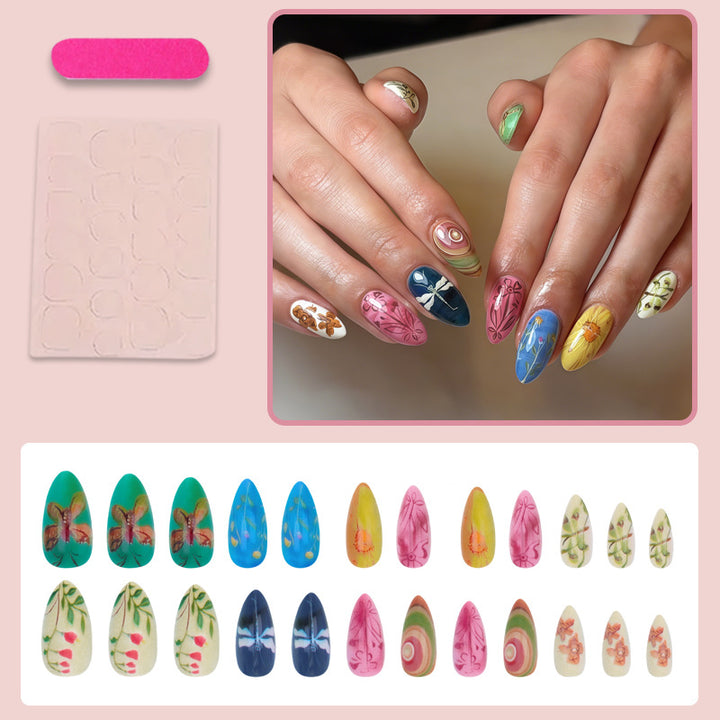Nail art set with creative hand-painted designs and elegant details Bowlift