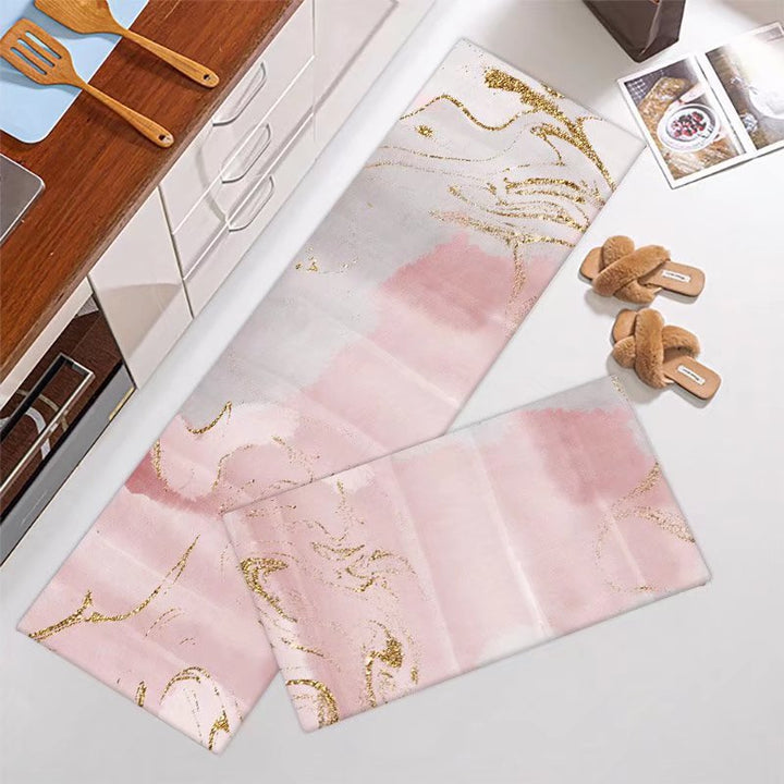 Marble-Pattern Kitchen Runner Mat Set Bowlift