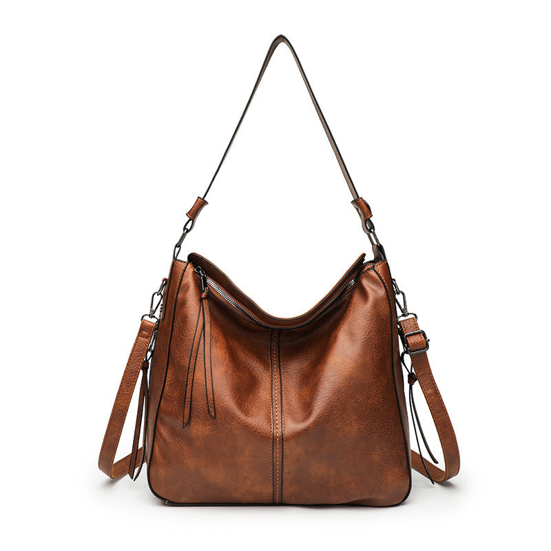 Sleek Faux Leather Slouchy Shoulder Bag