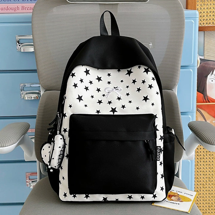 Cartoon-Themed Star-Patterned Backpack Bowlift