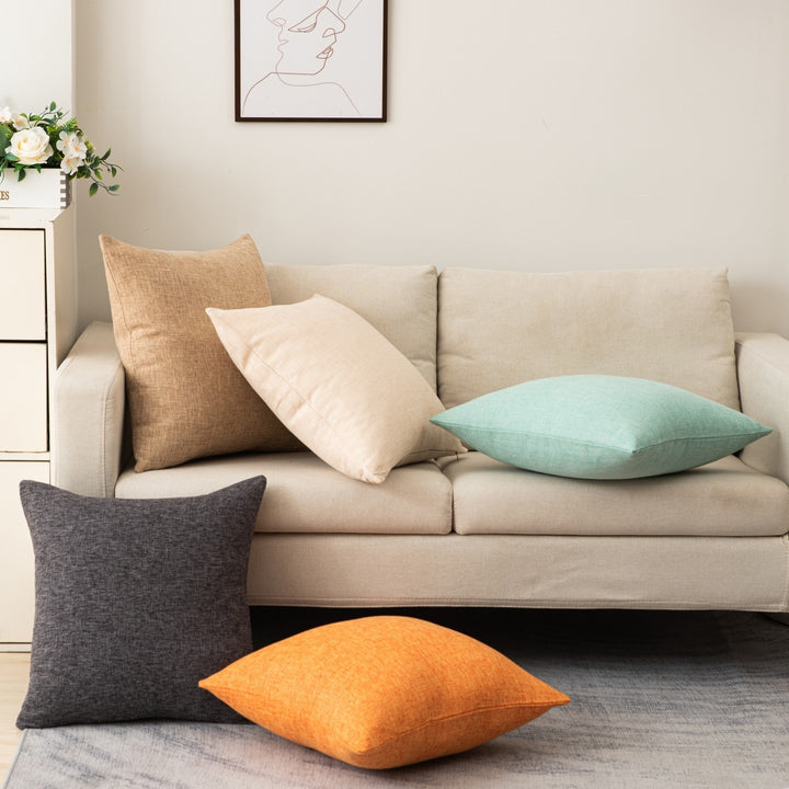 Linen-Texture Square Throw Pillow Cover with Hidden Zipper
