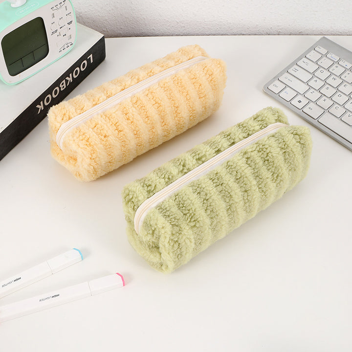 Sherpa Fleece Cylindrical Pencil Case & Cosmetic Pouch Bowlift