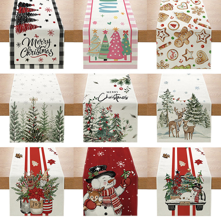 Festive Cotton-Linen Gingerbread Holiday Table Runner