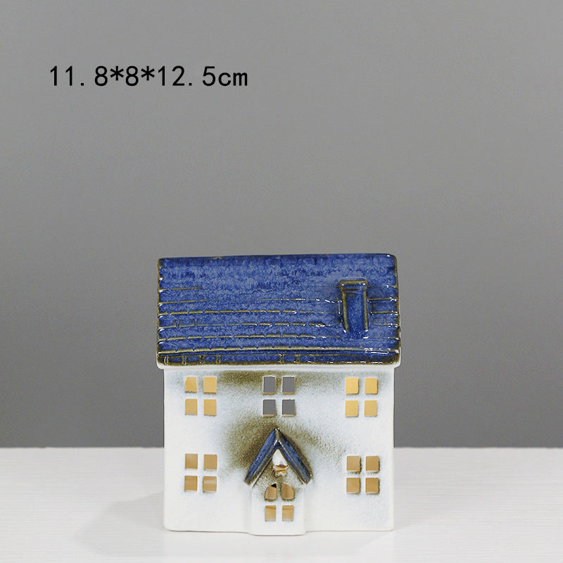 Ceramic House-Shaped Decorative Lantern Bowlift