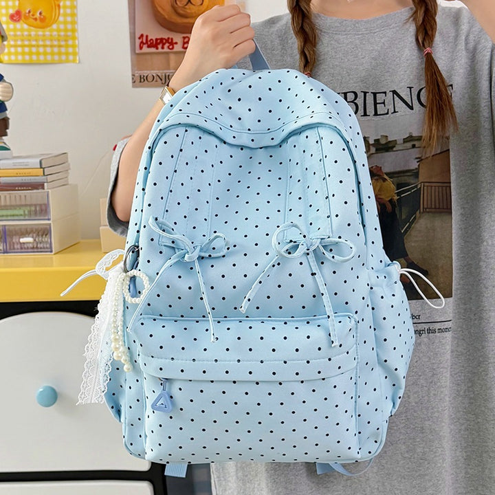 Stylish Polka Dot Patterned School Backpack Bowlift