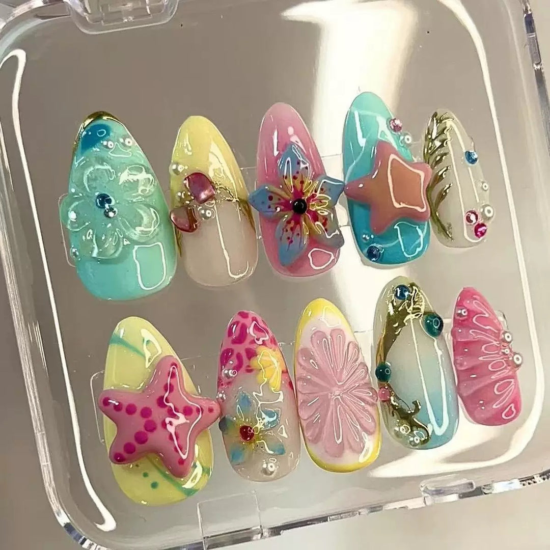 Decorative Press-On Nail Art Set with Accessories