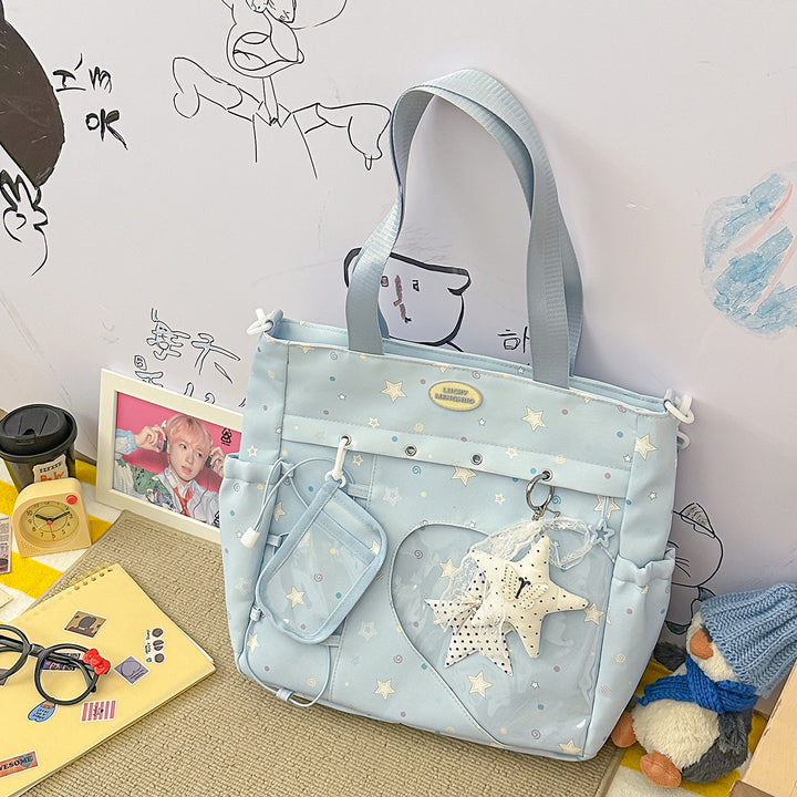 Stylish Multi-Pocket Star-Appliqué Backpack Bowlift