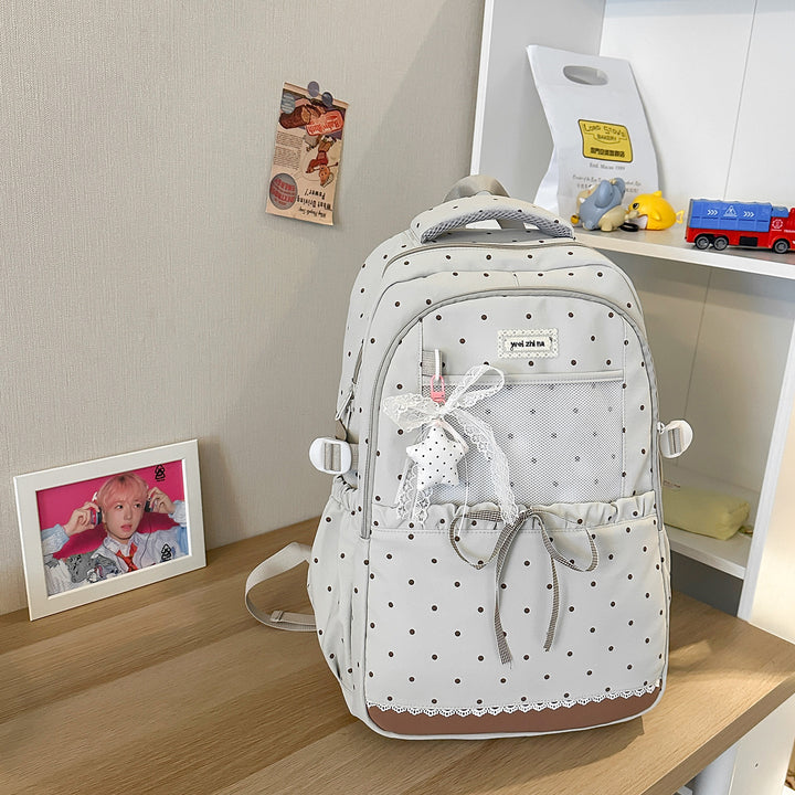 Stylish Polka Dot Patterned Backpack Bowlift