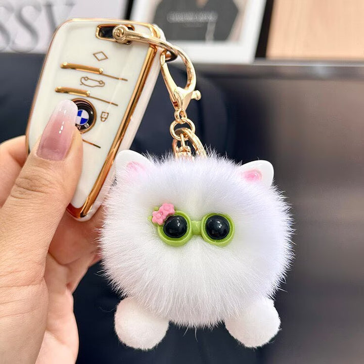 Furry Cat Plush Keychain Bowlift