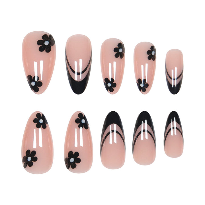 Elegant Floral Design Stiletto Press-On Nails Bowlift