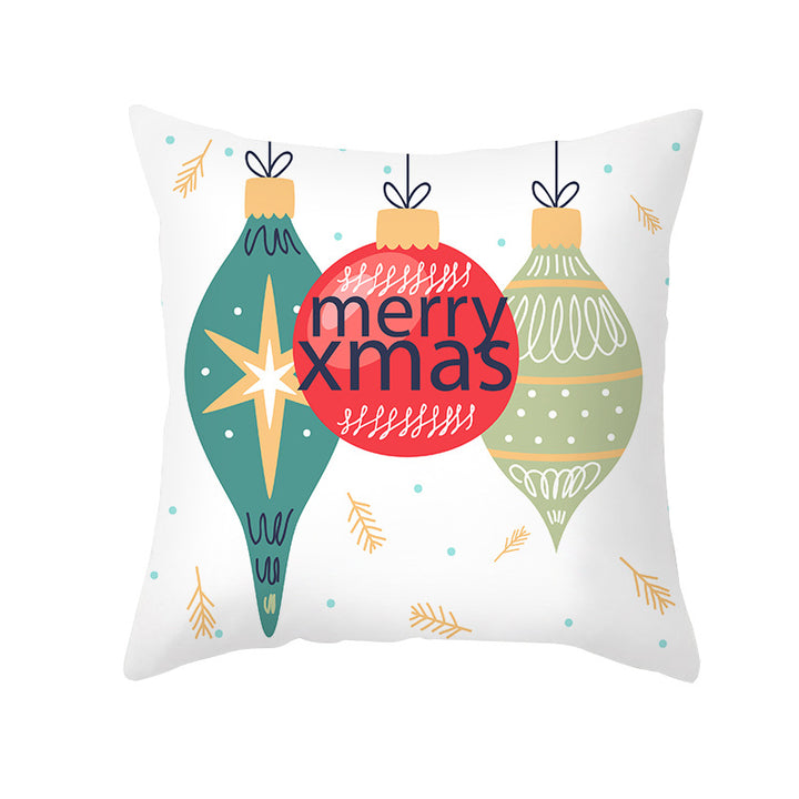 Festive Decorative Throw Pillow Cover with Reindeer Illustration