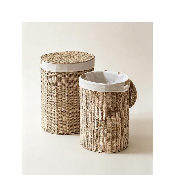 Stylish laundry basket made of natural material Bowlift