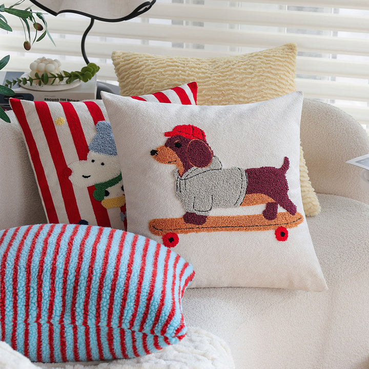 Striped tufted cushion cover with plush bouclé look and concealed zipper Bowlift