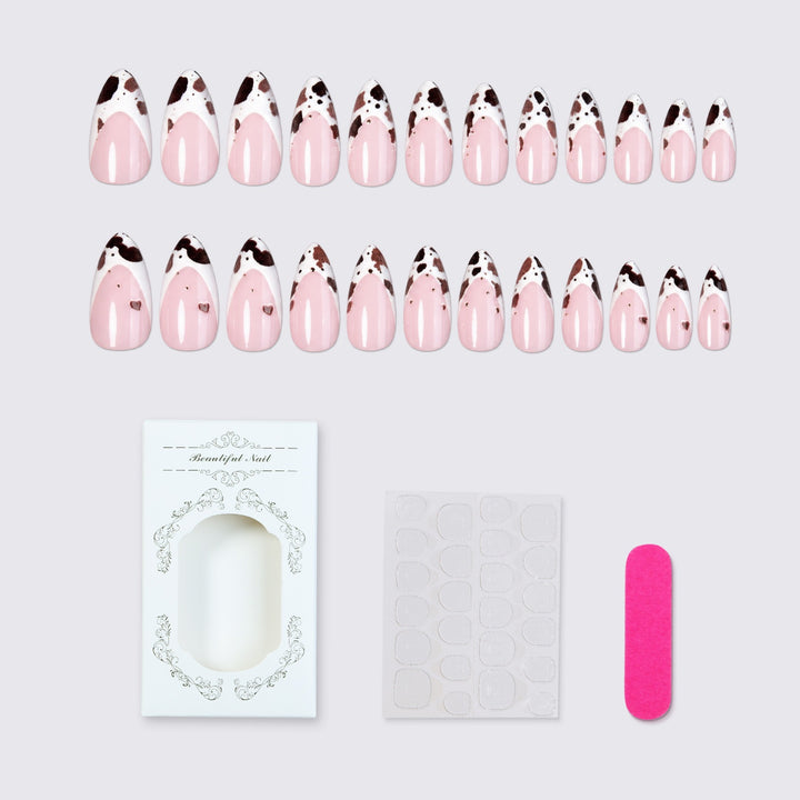 Exquisite artificial nail set with elegant coffee stain design Bowlift