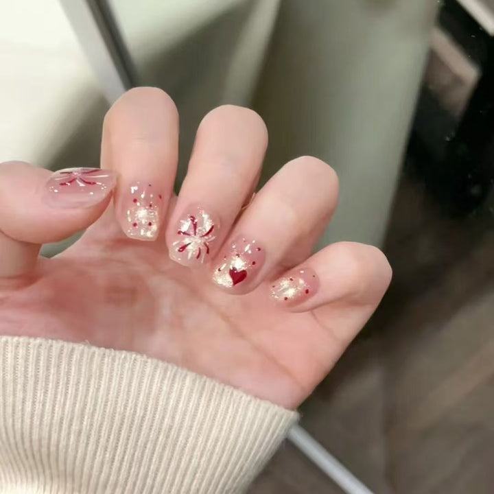 Decorative Press-On Nail Set with Whimsical Bow Designs Bowlift