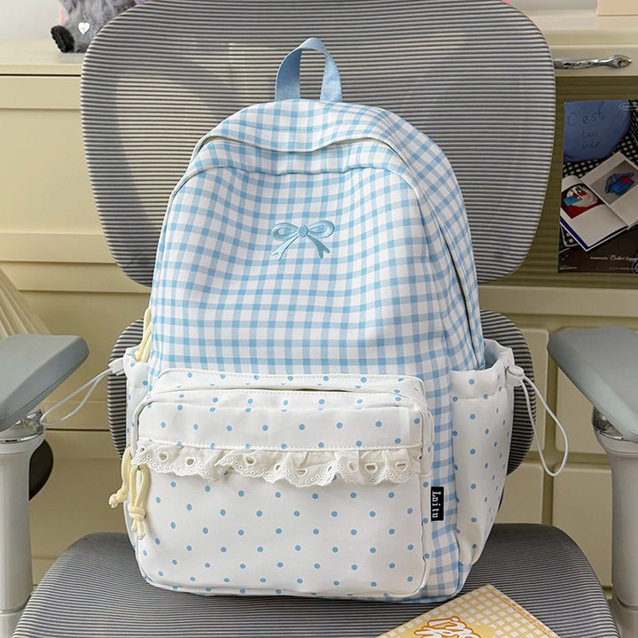Playful Gingham Print School Backpack Bowlift