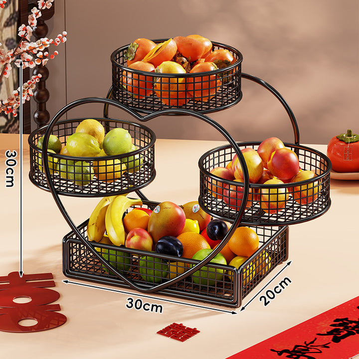 Heart Shaped Three Tier Metal Fruit Basket Organizer