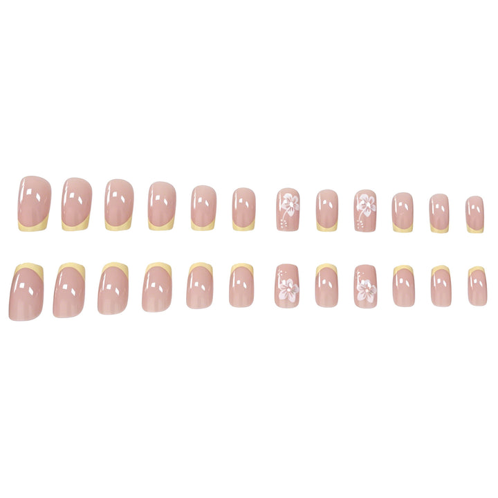 Elegant Floral French Tip Nail Art Bowlift