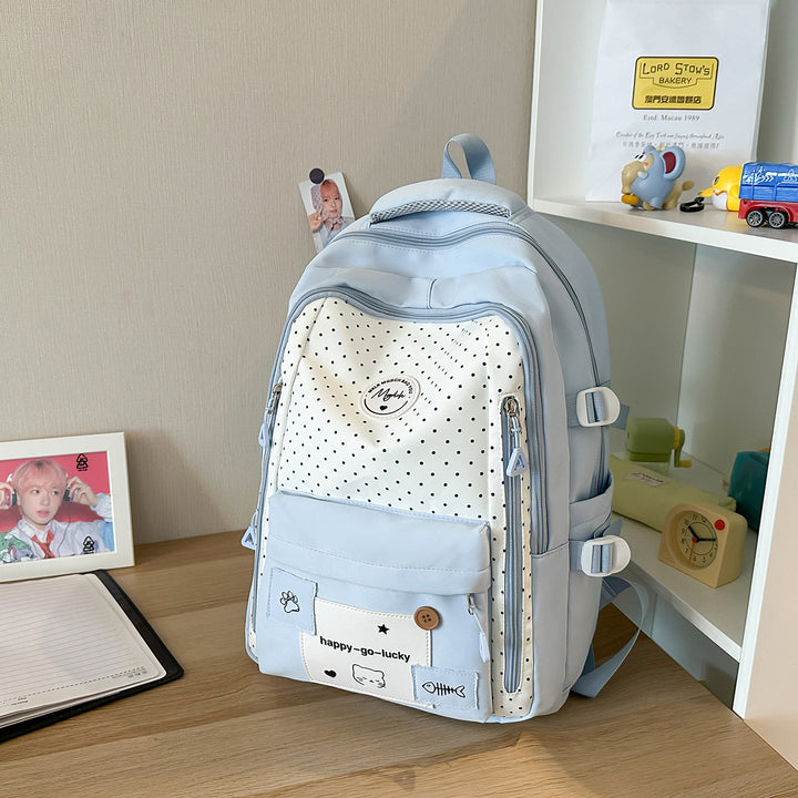 Playful Polka Dot Casual Backpack Bowlift