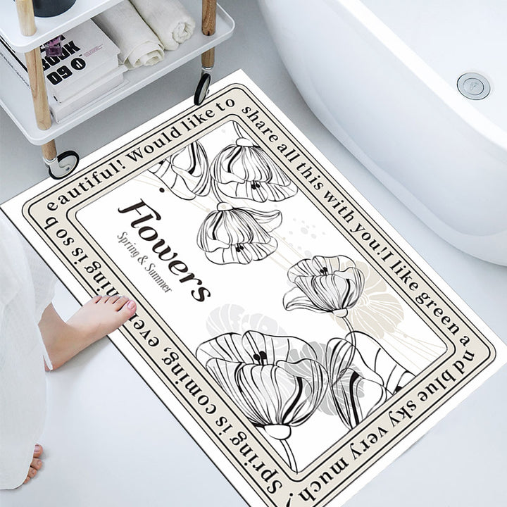 Floral-Themed Bathroom Mat
