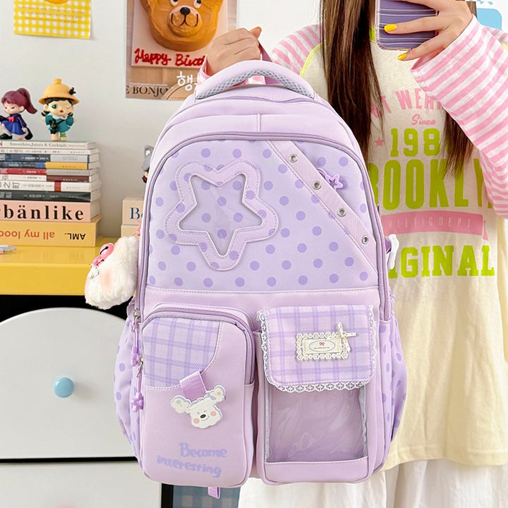Cute Polka Dot Character Backpack Bowlift