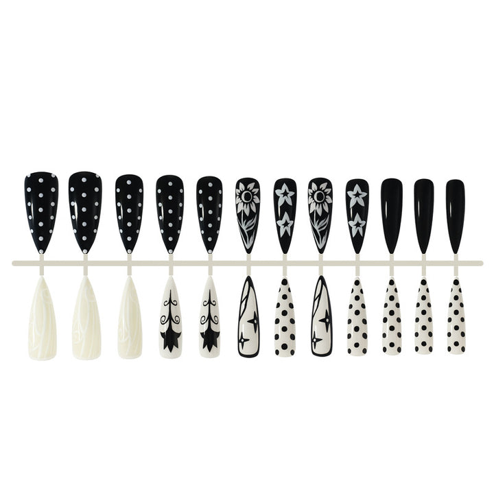 Acrylic Nail Set with Stylish Graphic Patterns Bowlift