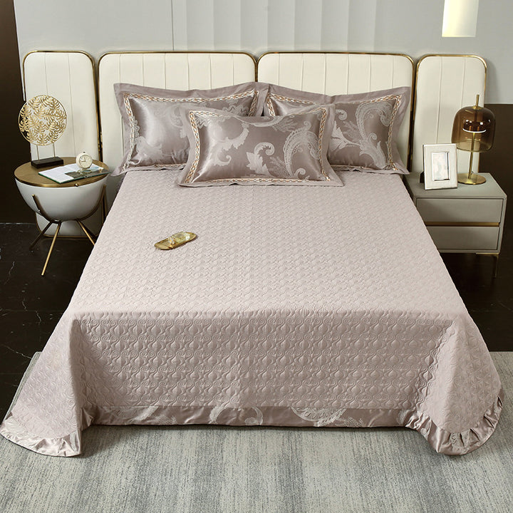 Quilted Microfiber Matelassé Bedspread with Satin Border & Matching Pillow Shams