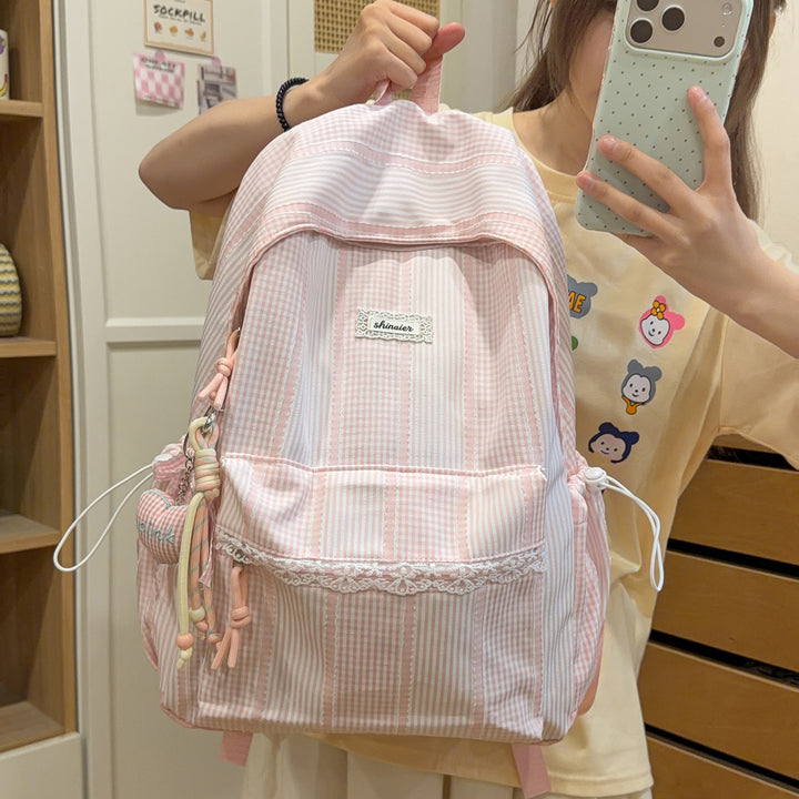 Cute Striped Backpack Bowlift