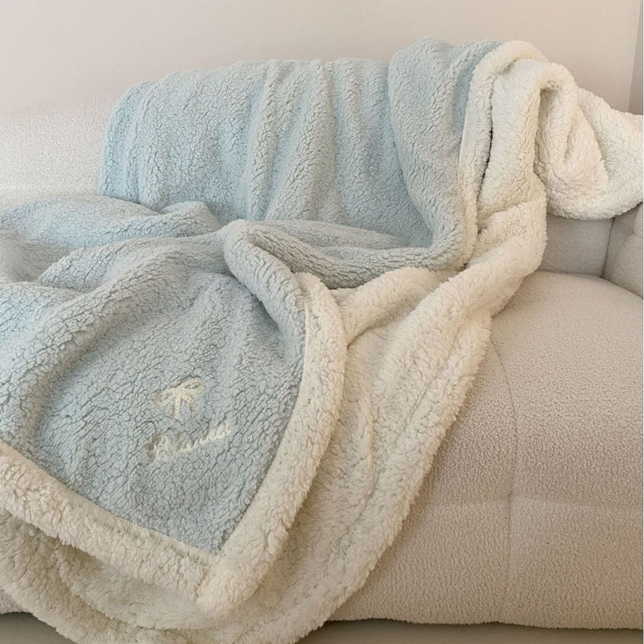 Reversible Sherpa Plush Throw Blanket and Pillow Cover Set