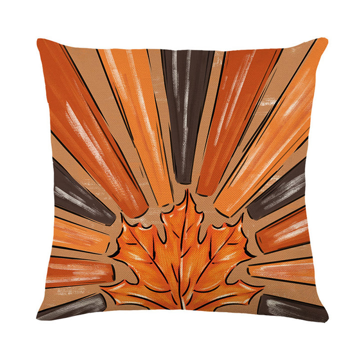 Decorative Autumn Pumpkin Linen Cushion Cover with Hidden Zipper
