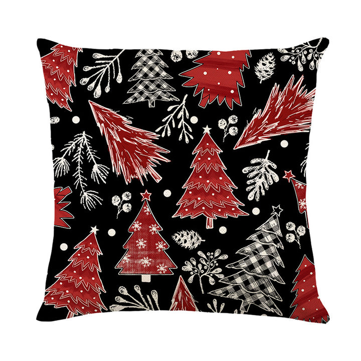 Square Cotton-Linen Christmas Tree Pattern Decorative Throw Pillow Cover