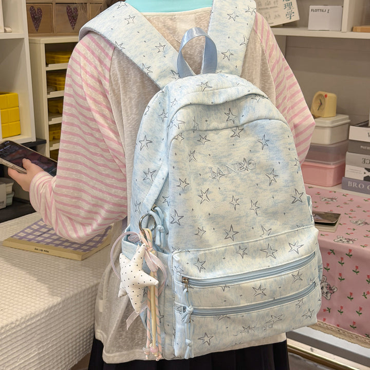 Star-Patterned School Backpack Bowlift