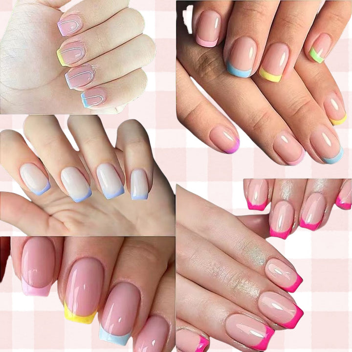 Artificial Nail Set with Flexible French Tips Bowlift