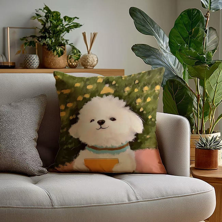 Plush Decorative Dog-Themed Throw Pillow