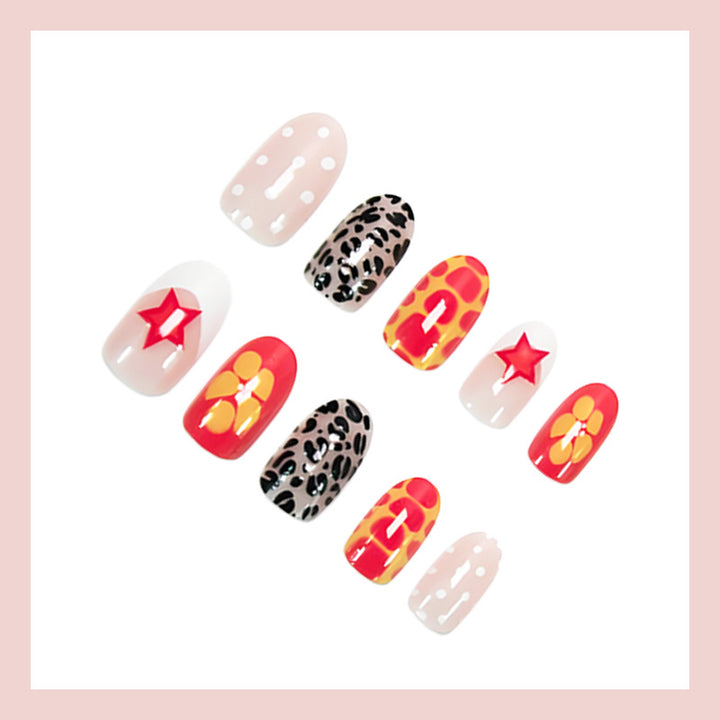 Acrylic nail set with trendy animal and color patterns Bowlift