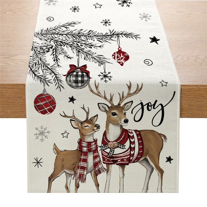 Cotton-Linen Holiday Pine Forest Table Runner