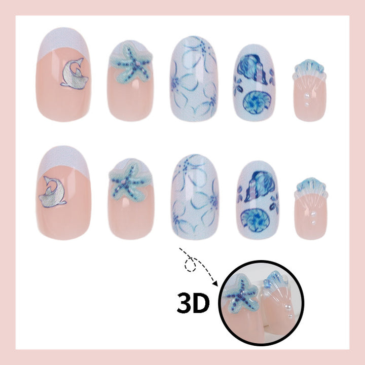 Acrylic nail set with maritime design and creative details Bowlift