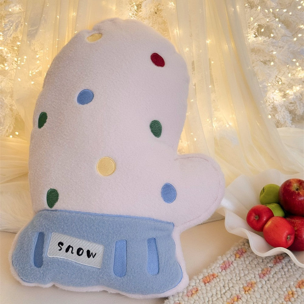 Cozy decorative body pillow with sewn-on snowman motif