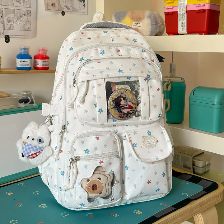 Star-Printed Casual School Backpack Bowlift