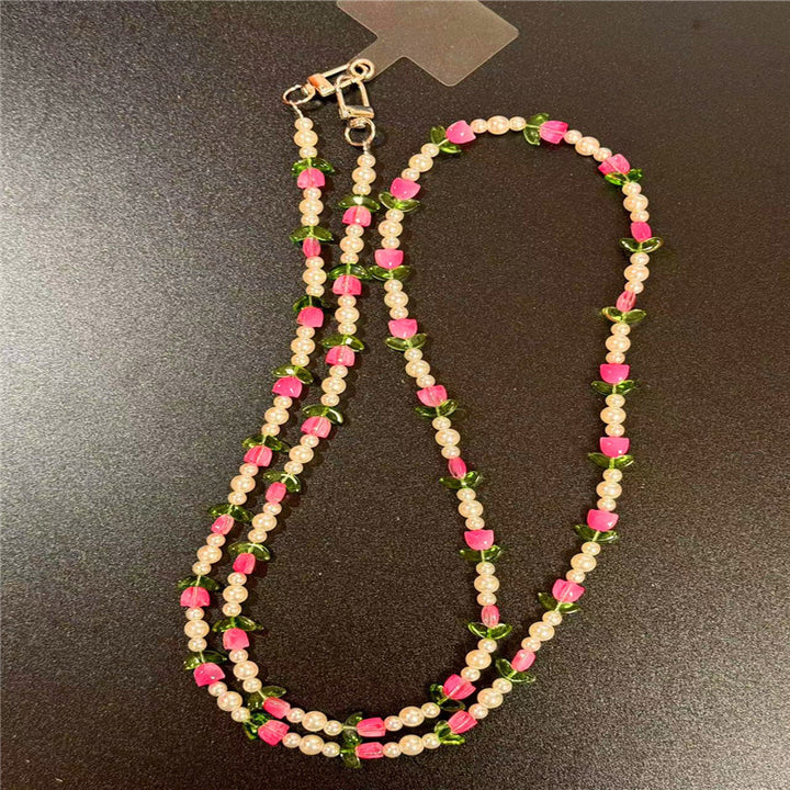 Elegant Pearl and Floral Beaded Necklace Bowlift
